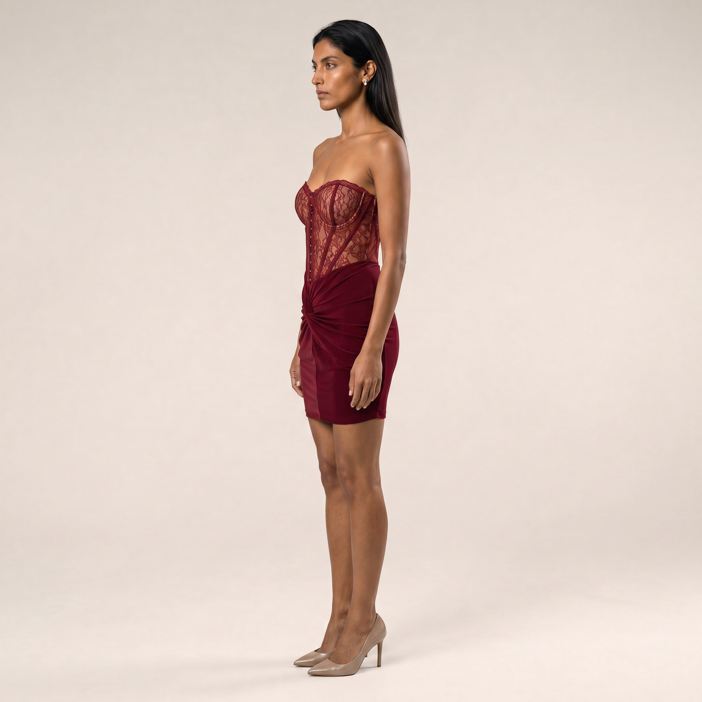 MİLA Mini Elbise - Bordo