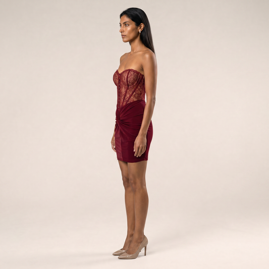MİLA Mini Elbise - Bordo